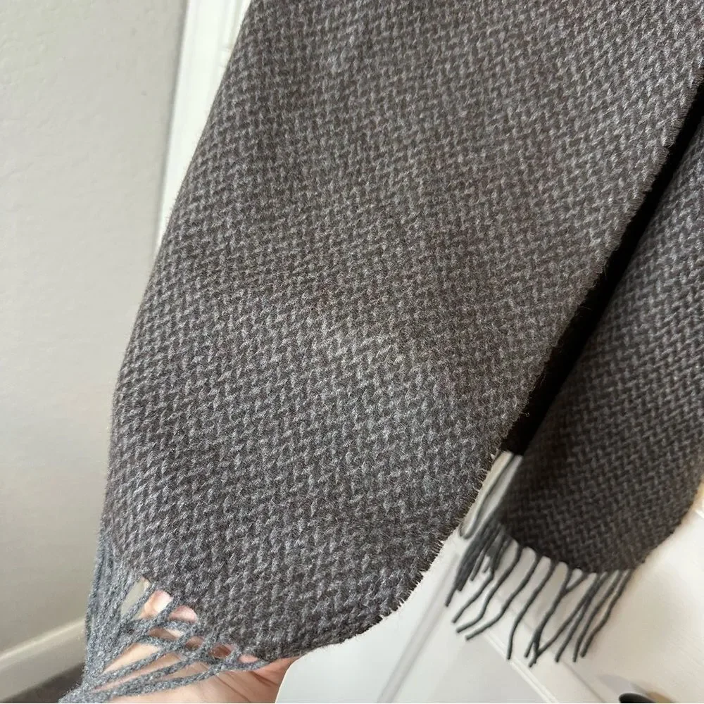 Enzo Mantovani 100% Cashmere Brown Grey Chevron Scarf Quiet Luxury Dark Academia